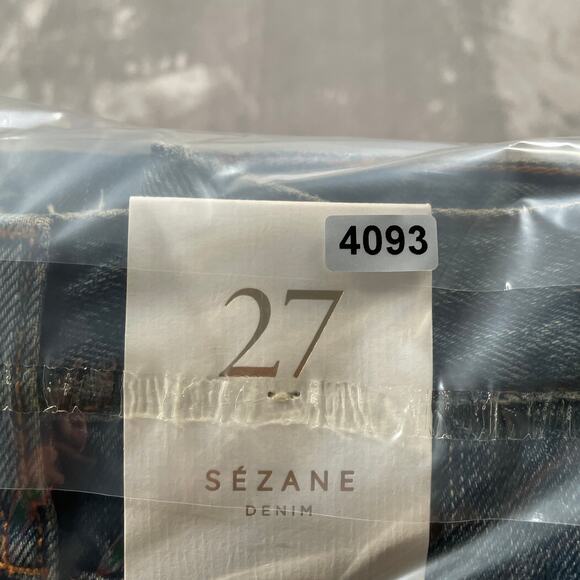Sezane Denim Jeans Womens 27 Button Fly High Rise Raw Hem Organic Cotton New - Picture 12 of 12
